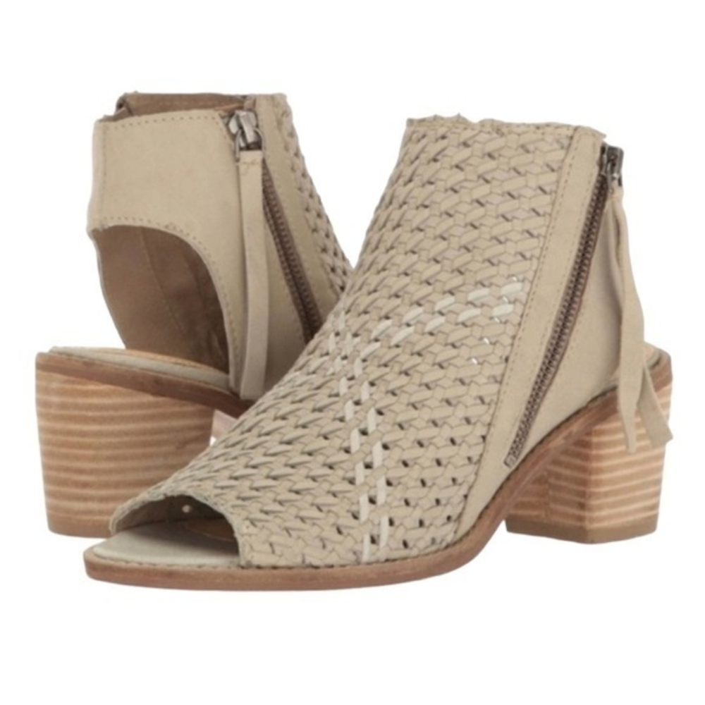 SAM EDELMAN Light Green Cooper‎ Zip Up Open Toe Booties Size 9